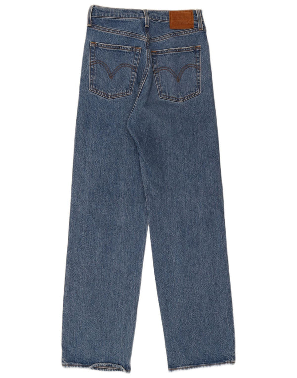 Levi's Womens Ribcage High Waist Straight Jeans W25 L29 Blue Cotton