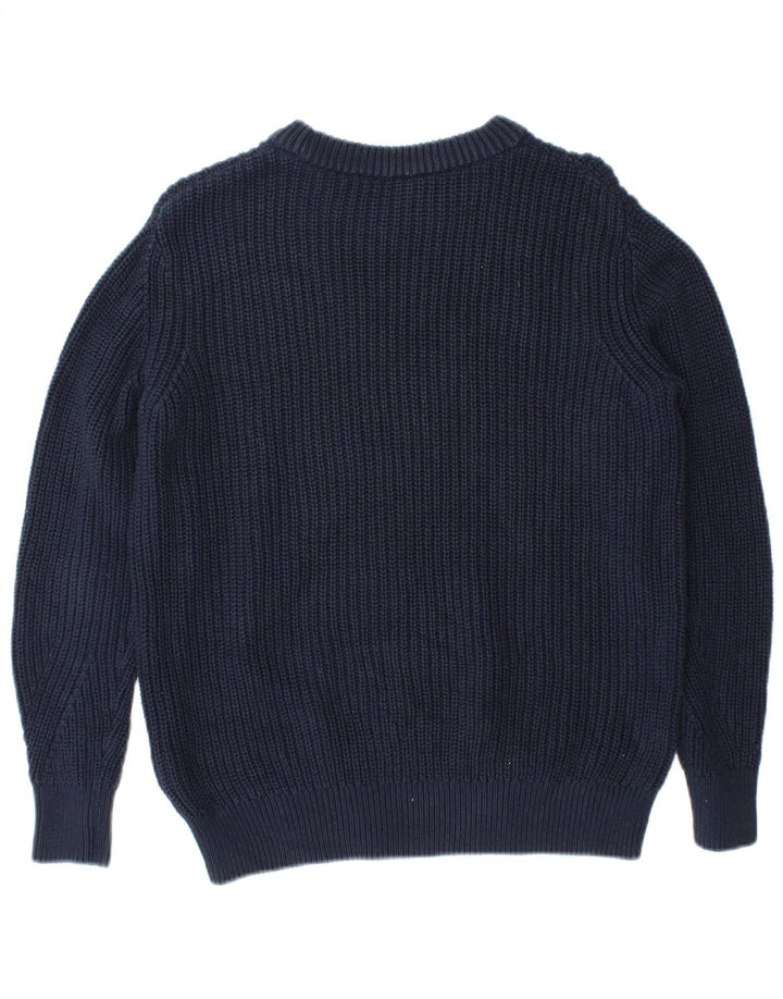 Marks & Spencer Mens Boat Neck Jumper Sweater Small Navy Blue Cotton