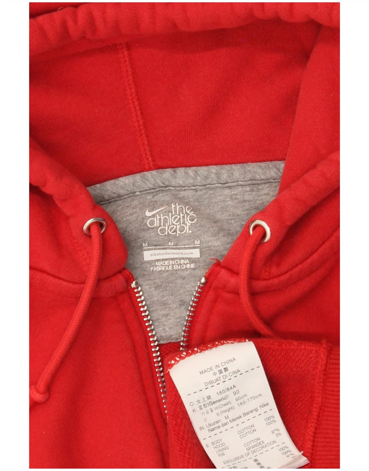 NIKE hættetrøje med lynlås til kvinder UK 12 Medium rød bomuld