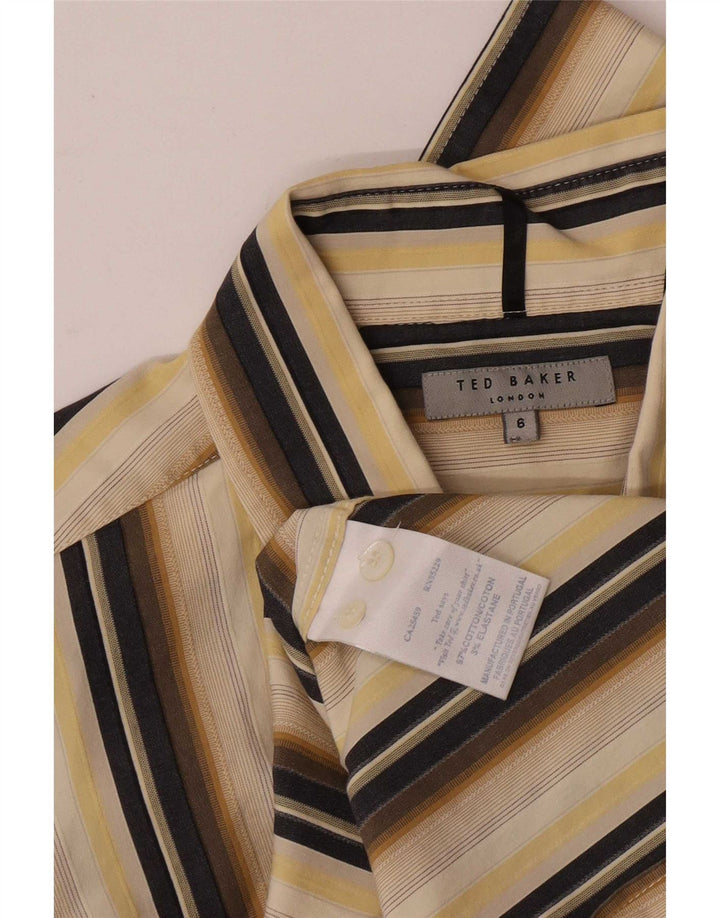 Ted Baker Mens Shirt Size 6 2XL Beige Striped Cotton