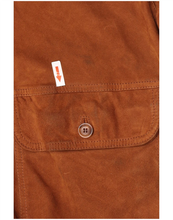 Giubbotto bomber vintage in pelle scamosciata da uomo IT 52 XL in pelle marrone retrò