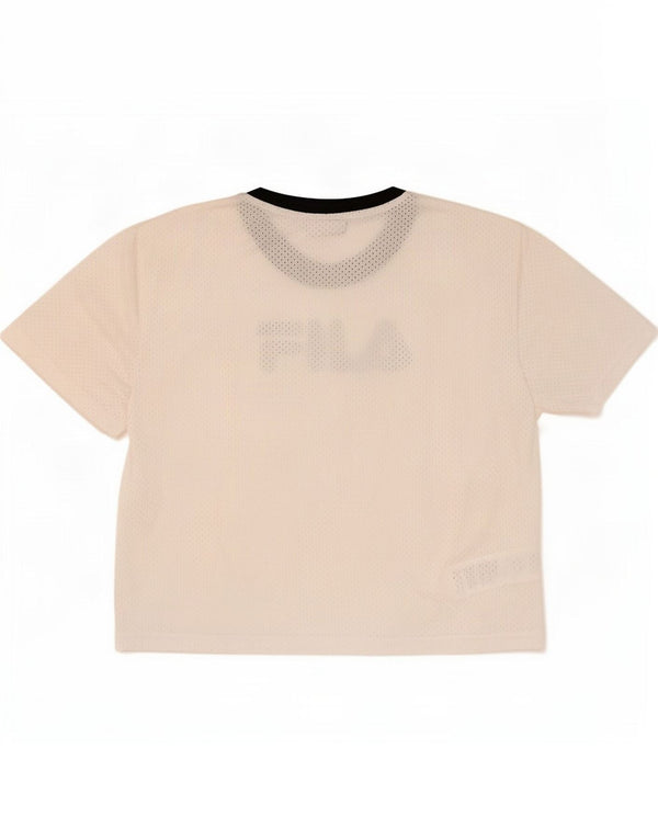 Fila Dame Grafisk T-Shirt Top UK 16 Stor Hvid Polyester