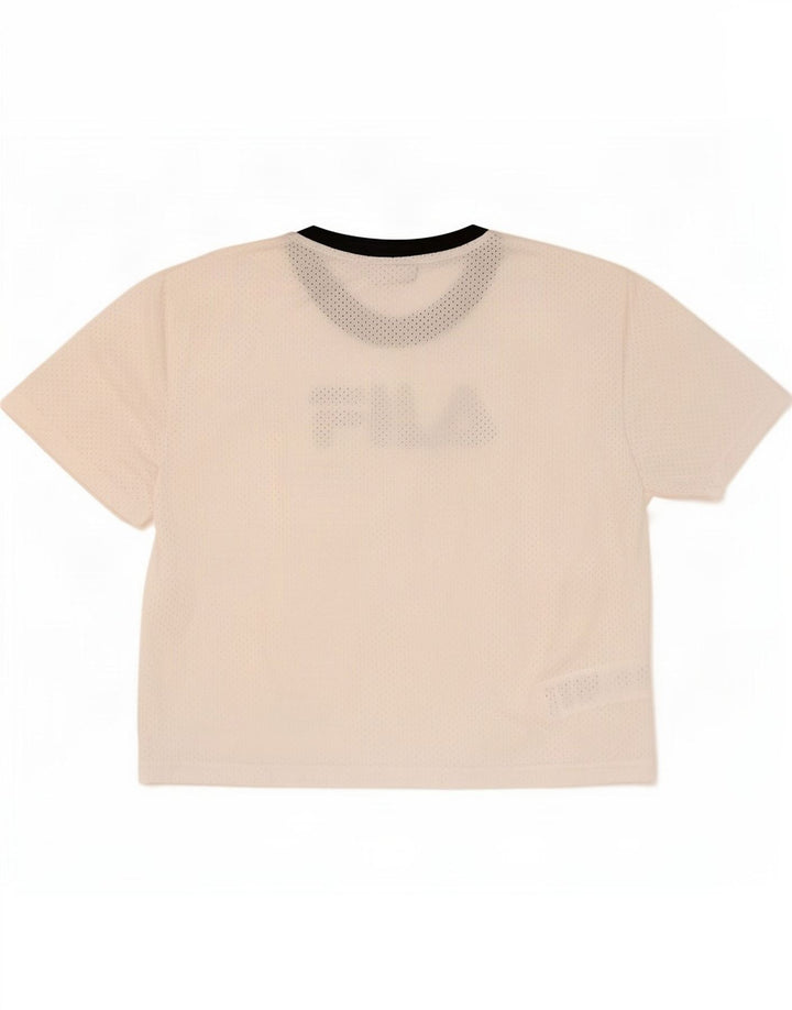 Fila Damen Grafik-T-Shirt-Oberteil UK 16 Large Weiß Polyester