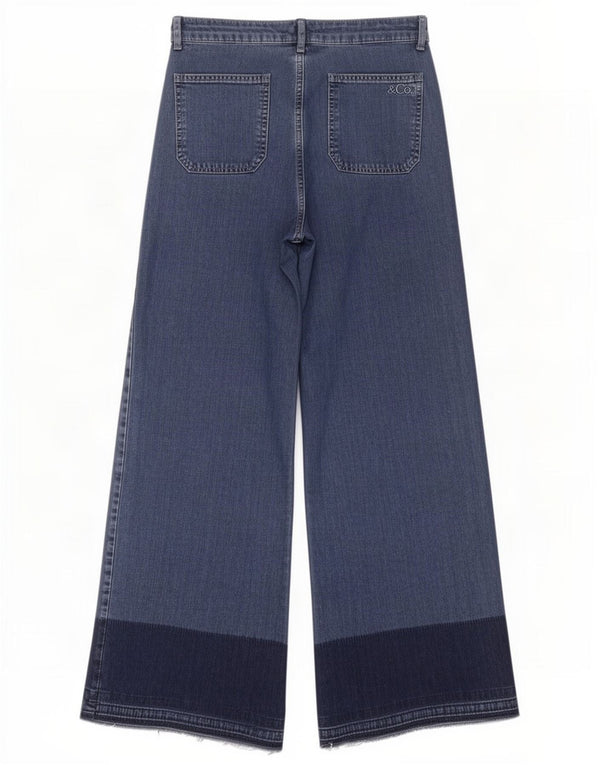 Max&Co. Jean femme taille haute jambe large W28 L30 coton color block bleu