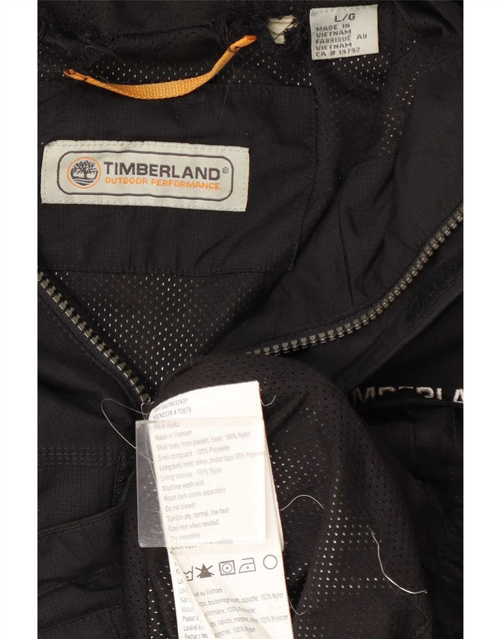 Timberland Mens Hooded Rain Jacket UK 40 Large Black Nylon