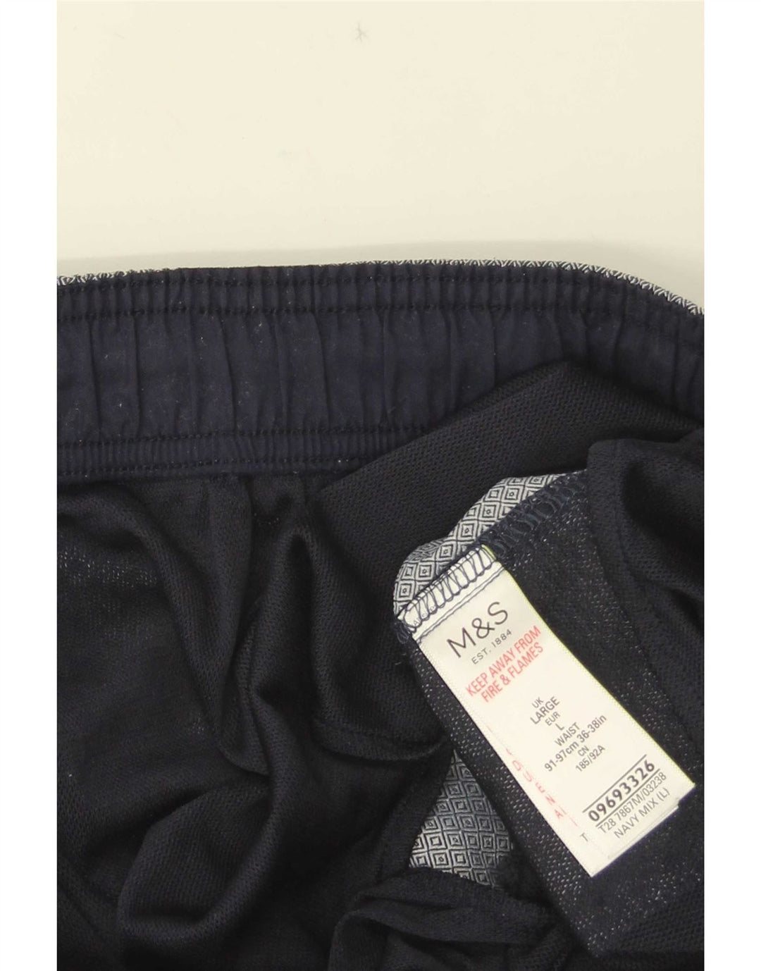 Marks & Spencer Mens Sport Shorts Large Navy Blue Geometric Cotton