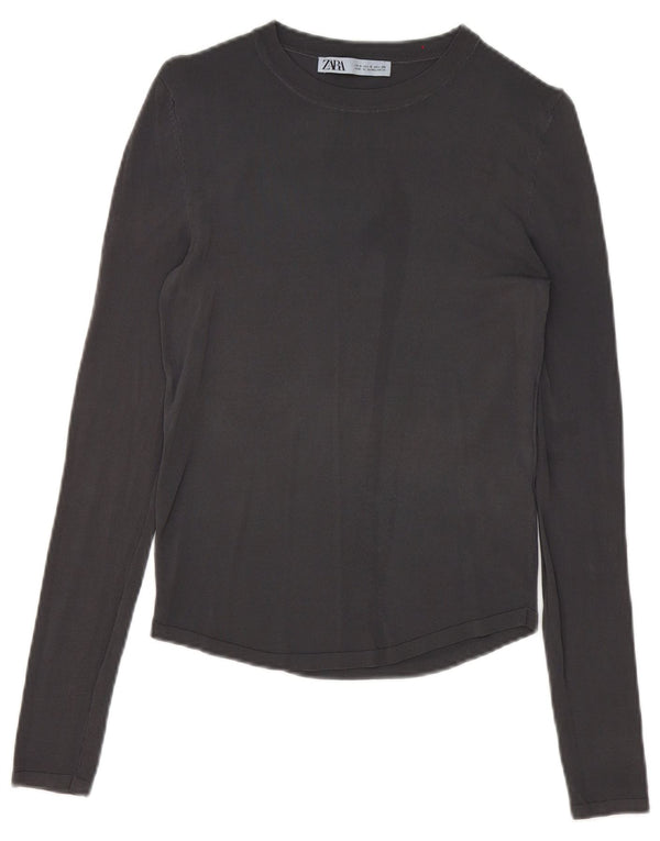 Damski top z długim rękawem Zara UK 10 Small, szara wiskoza