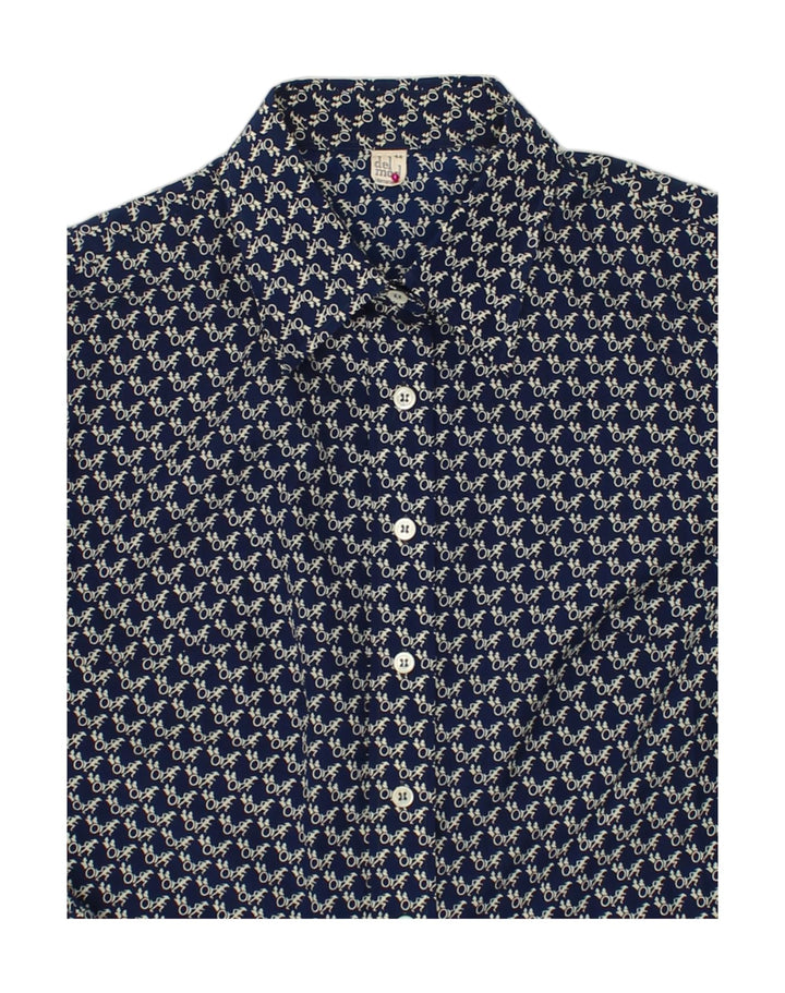 VINTAGE Womens Crazy Pattern Shirt IT 44 Medium Navy Blue Polyester | Vintage Vintage | Thrift | Second-Hand Vintage | Used Clothing | Messina Hembry 