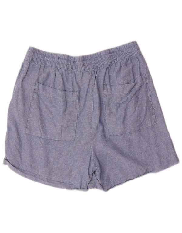 Marks & Spencer Damen Freizeitshorts UK 12 Medium W30 Blaues Leinen