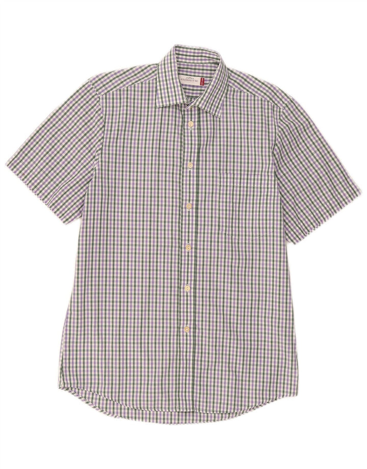 Camicia da uomo a maniche corte Gloriette in cotone a quadri multicolore medio