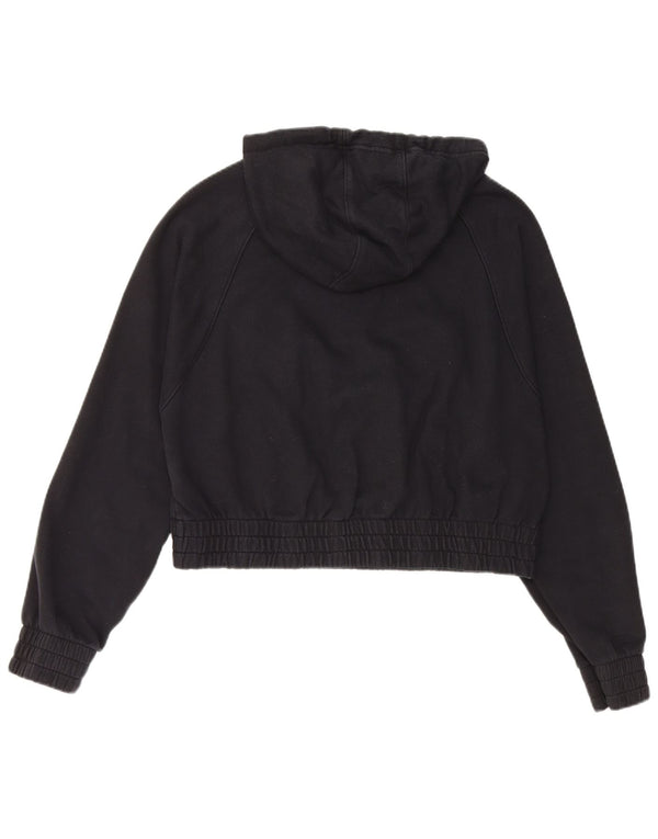 Nike Womens loose Graphic Crop Hoodie Jumper UK 10 Small Black Cotton
