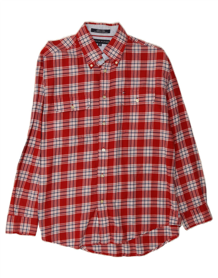 TOMMY HILFIGER Mens Shirt Medium Red Check Cotton Vintage Tommy Hilfiger and Second-Hand Tommy Hilfiger from Messina Hembry 