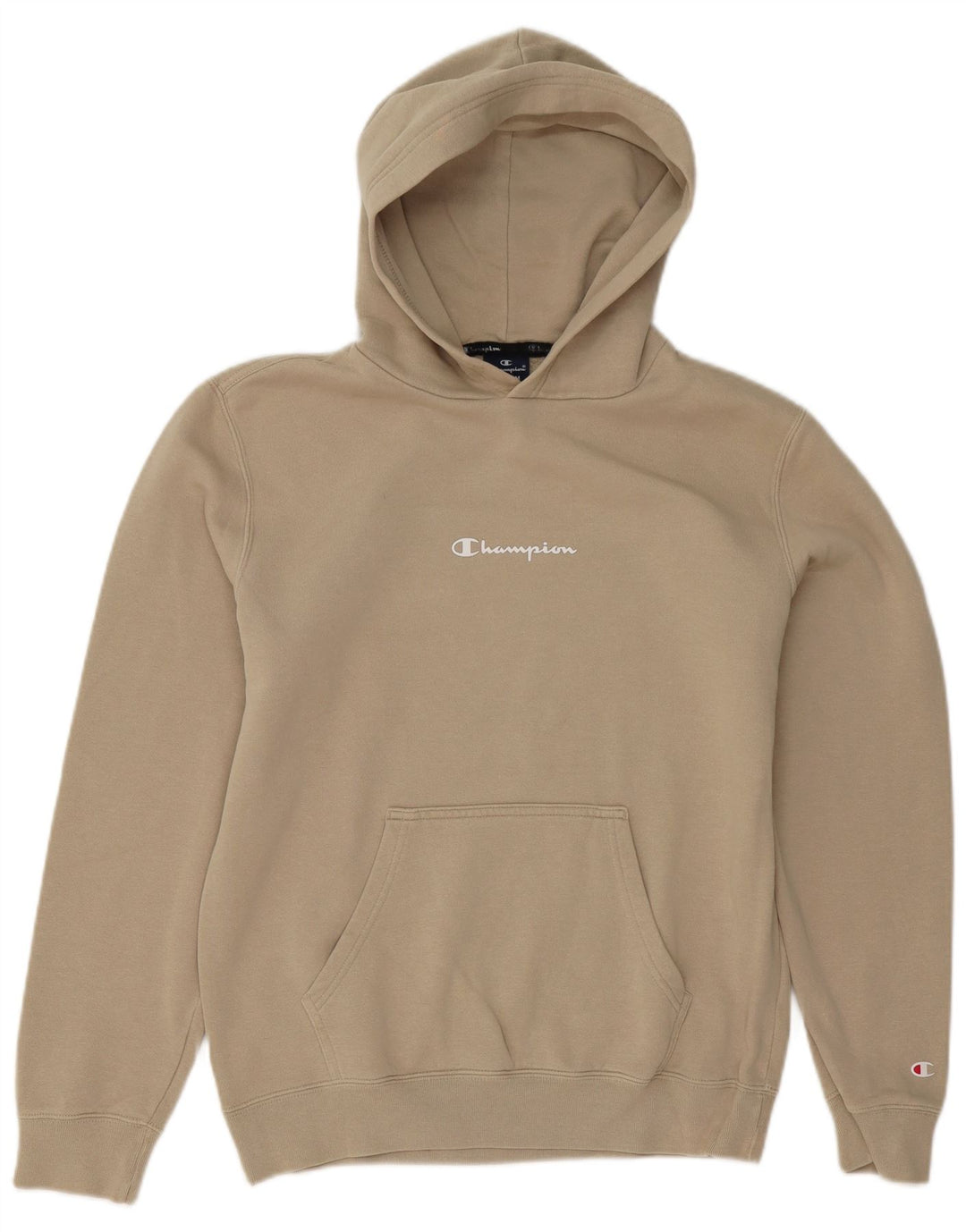 Champion Mens Hoodie Jumper Medium Beige Cotton