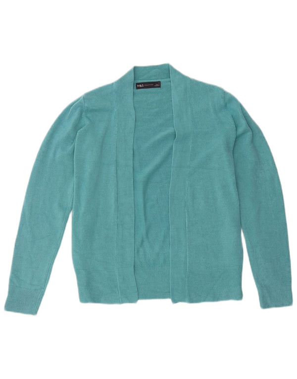 Marks & Spencer Womens Open Cardigan Sweater UK 10 Small Turquoise Acrylic