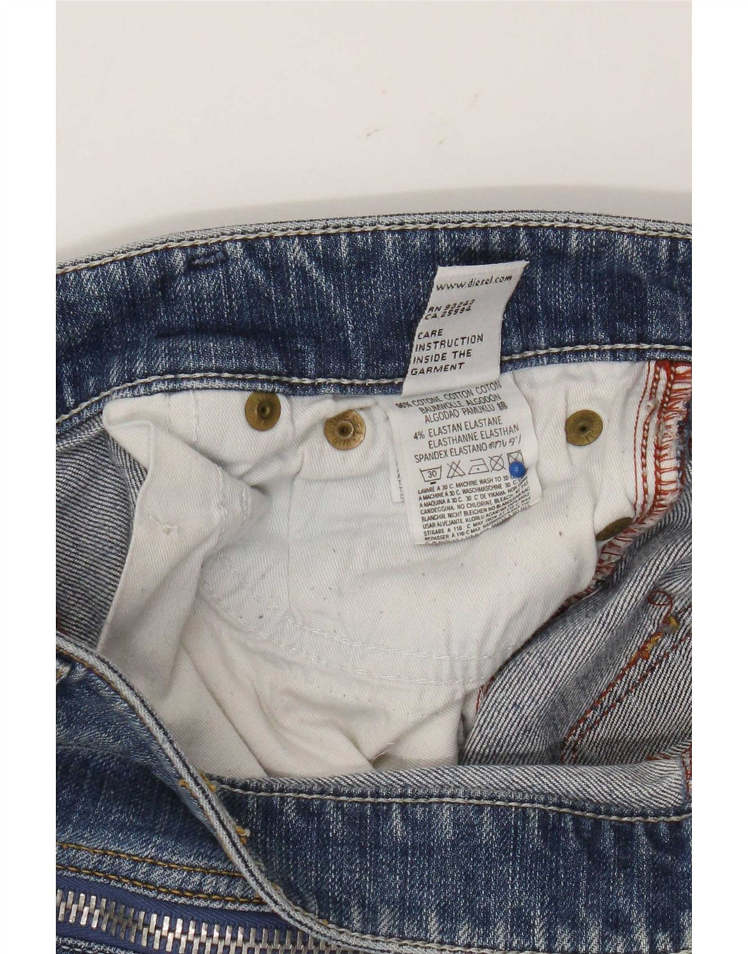 Diesel Womens Distressed Slim Jeans W27 L31 Blue Cotton