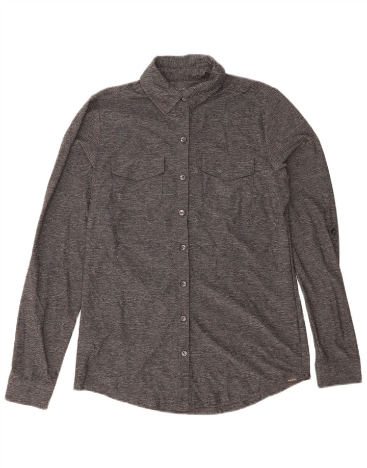 EDDIE BAUER Womens Shirt UK 6 XS Grey Flecked Polyester