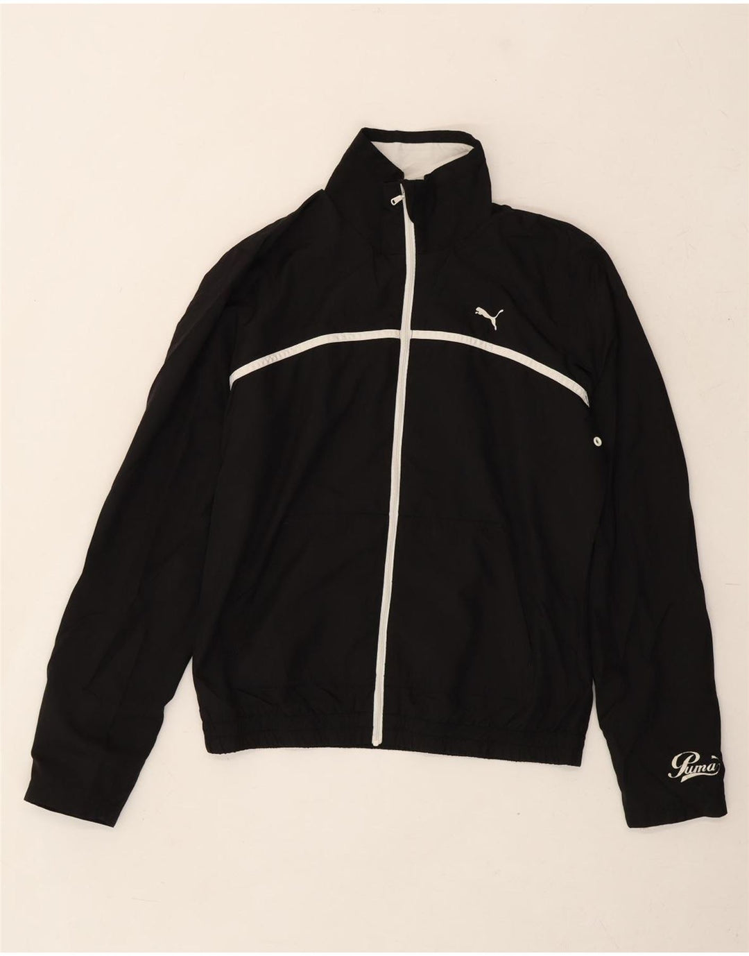 PUMA Womens Pullover Tracksuit Top UK 10 Small Black Polyester Vintage Puma and Second-Hand Puma from Messina Hembry 
