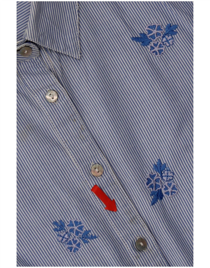 Monsoon Womens Shirt UK 8 Small Blue Floral Cotton