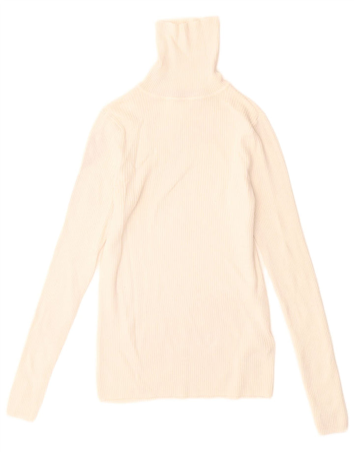 Marks & Spencer Womens Roll Neck Jumper Sweater UK 10 Small White Viscose