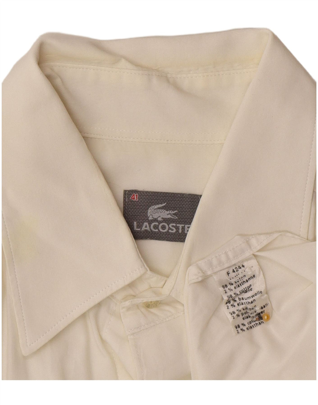 Lacoste Mens Shirt Size 41 Large Off White Cotton