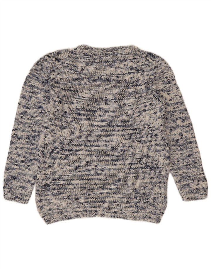 Massimo Dutti Womens V-Neck Jumper Sweater UK 10 Small Blue Flecked