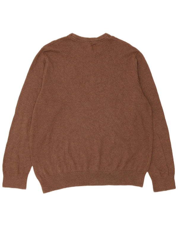 Eddie Bauer Mens Crew Neck Jumper Sweater Large Brown Cotton