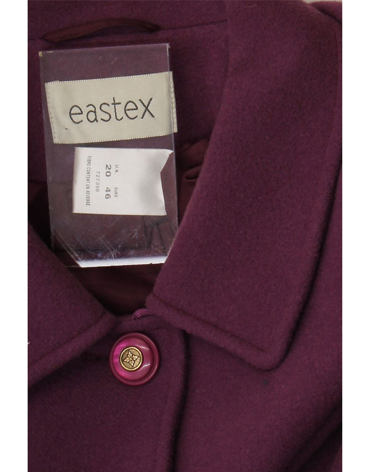 EASTEX Womens Overcoat UK 20 2XL Maroon Lambswool Vintage Eastex and Second-Hand Eastex from Messina Hembry 