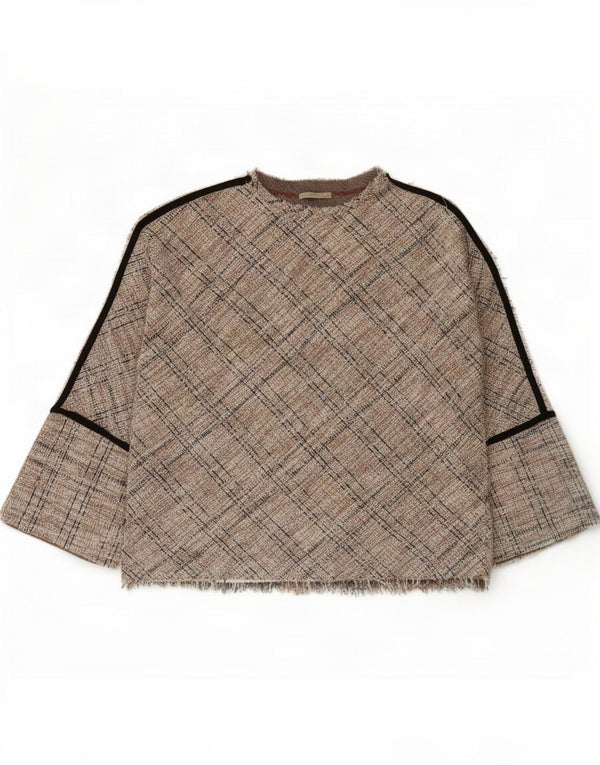 Zara Womens Trafaluc Top 3/4 Sleeve UK 10 Small Multicoloured Plaid