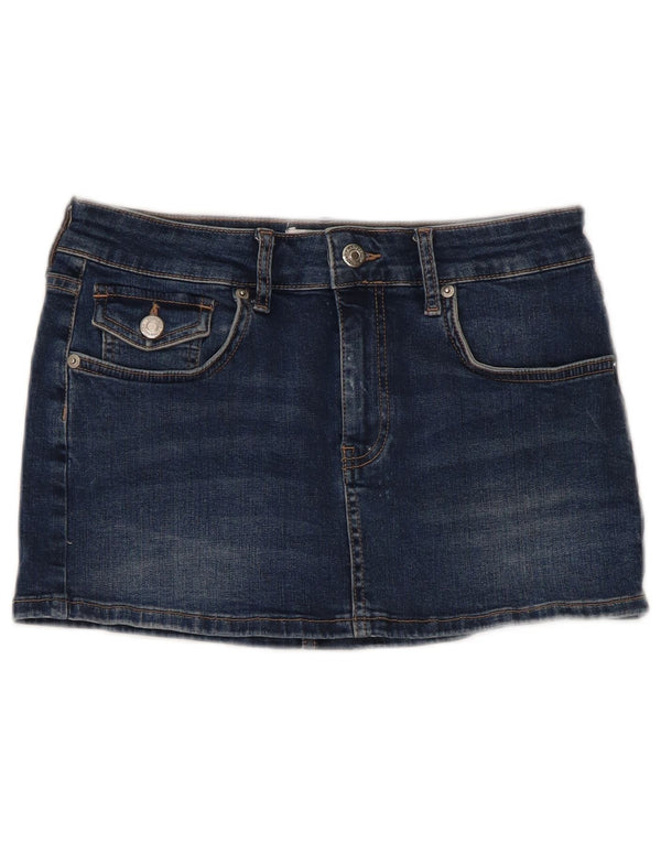 Женская мини-джинсовая юбка Topshop UK 10, маленькая W28, темно-синяя, хлопок