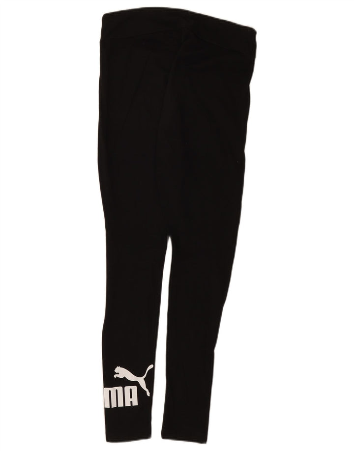 Puma Womens Graphic Leggings UK 8 Small Black Cotton