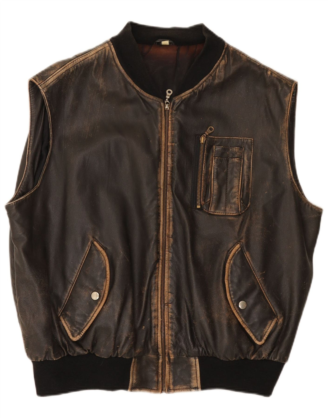 Conbipel Mens Leather Gilet IT 50 Large Brown Leather