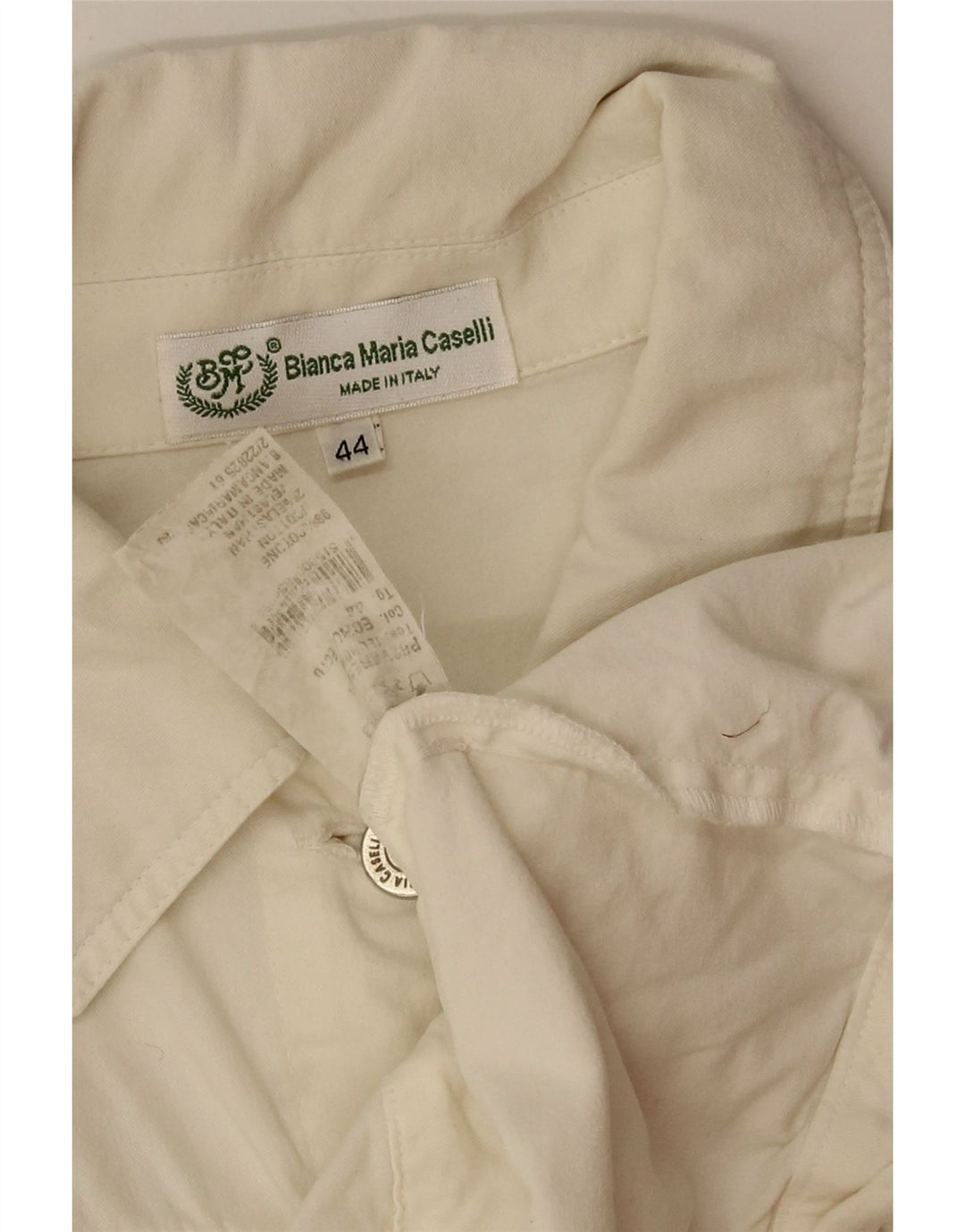 BIANCA MARIA CASELLI Womens Crop Denim Jacket IT 44 Medium White Cotton Vintage Bianca Maria Caselli and Second-Hand Bianca Maria Caselli from Messina Hembry 