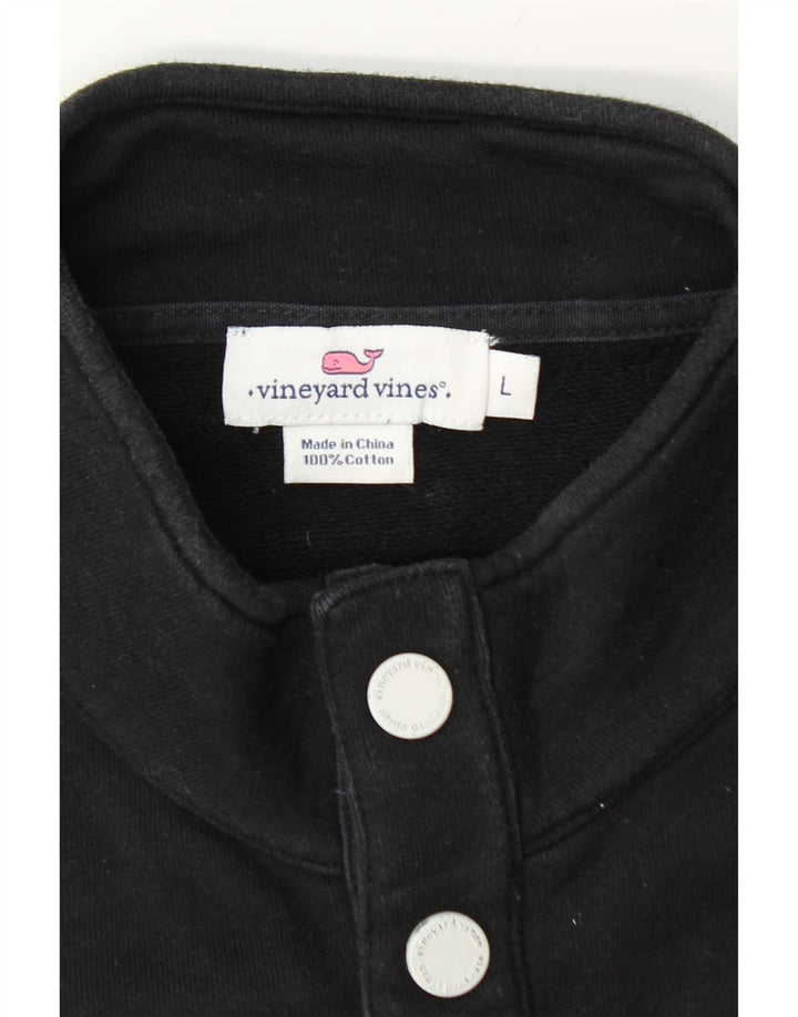 Vineyard Vines Felpa da uomo con collo abbottonato Maglione grande cotone nero