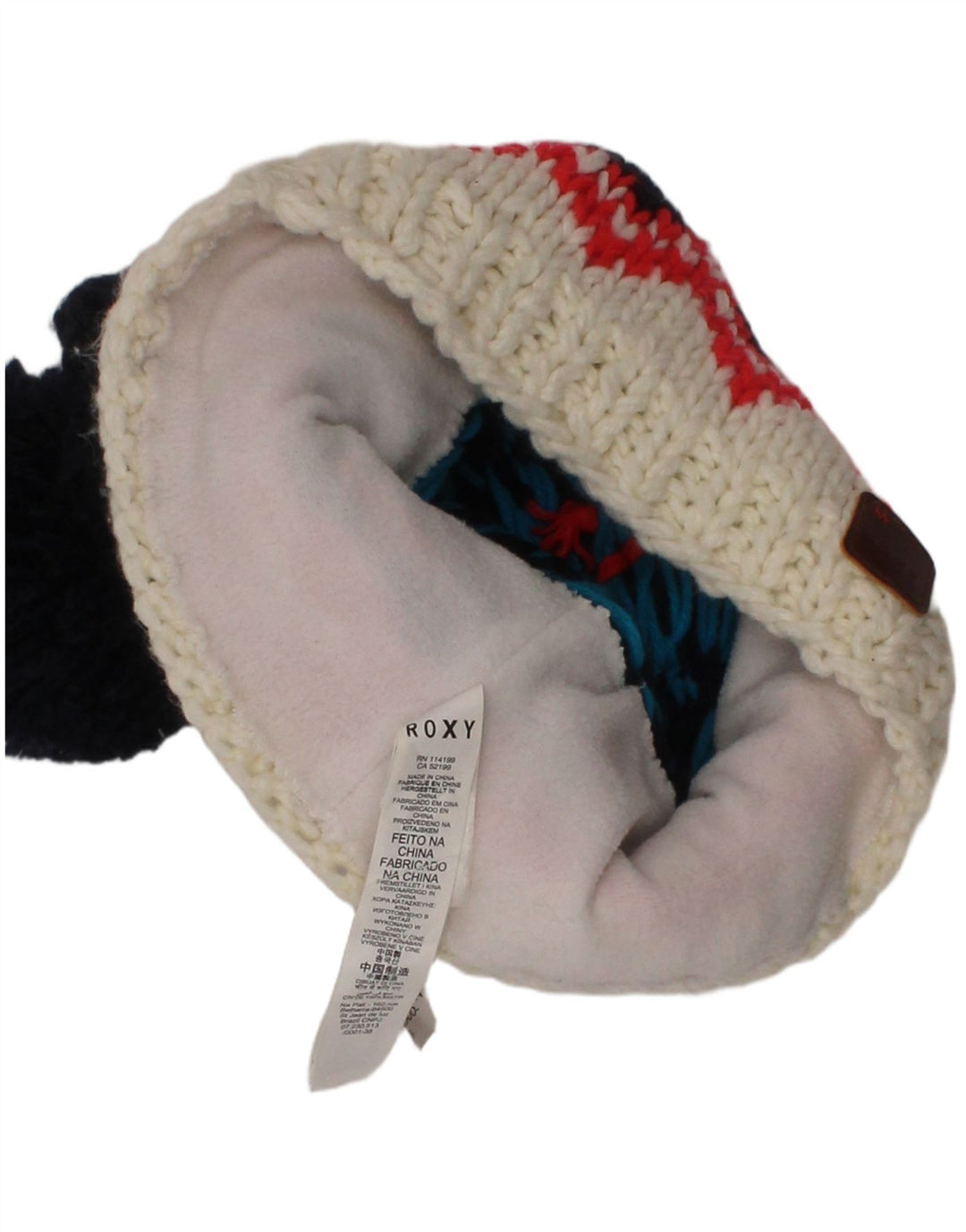 Roxy Womens Knit Beanie Hat One Size Navy Blue Fair Isle Polyester Winter