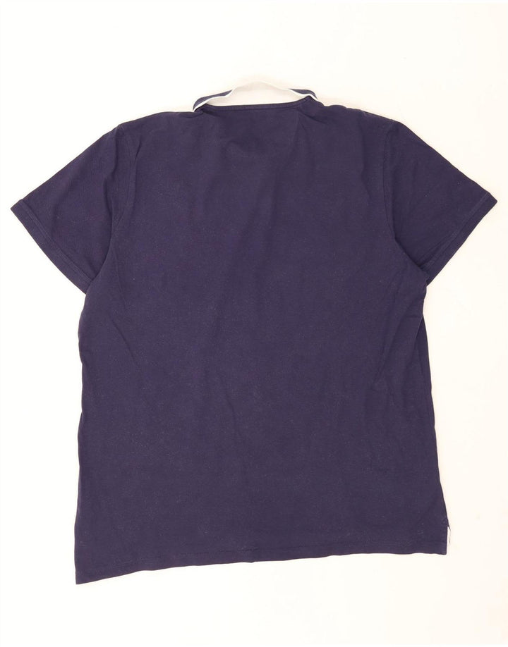 Puma Mens Polo Shirt 2XL Navy Blue Striped