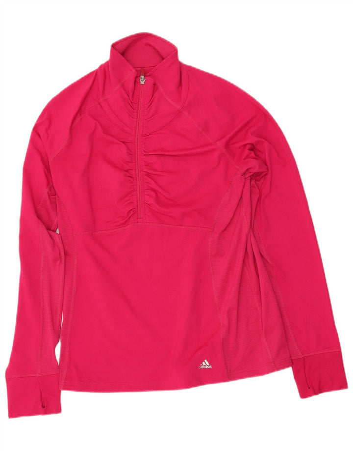 ADIDAS Womens Climalite Pullover Tracksuit Top UK 16/18 Large Pink