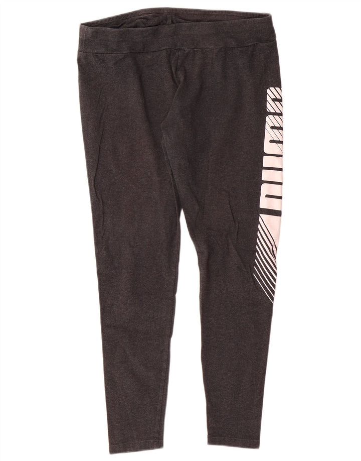 PUMA Womens Graphic Leggings UK 14 Large  Grey