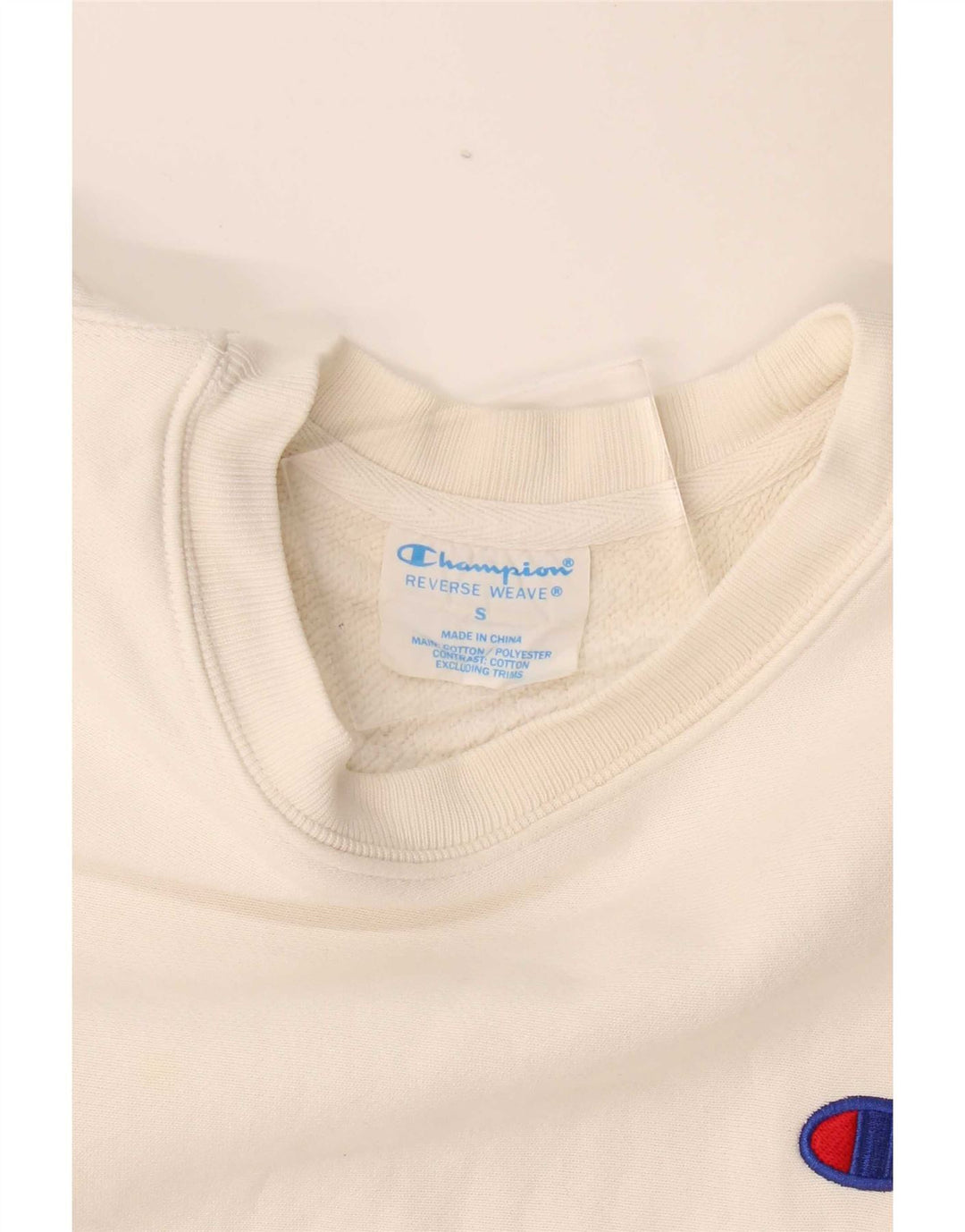 Champion Mens Reverse Weave Sweatshirt Jumper Small White Cotton
