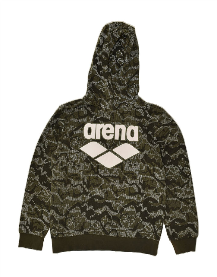ARENA Boys Graphic Hoodie Jumper 11-12 Years Khaki Camouflage Cotton | Vintage Arena | Thrift | Second-Hand Arena | Used Clothing | Messina Hembry 