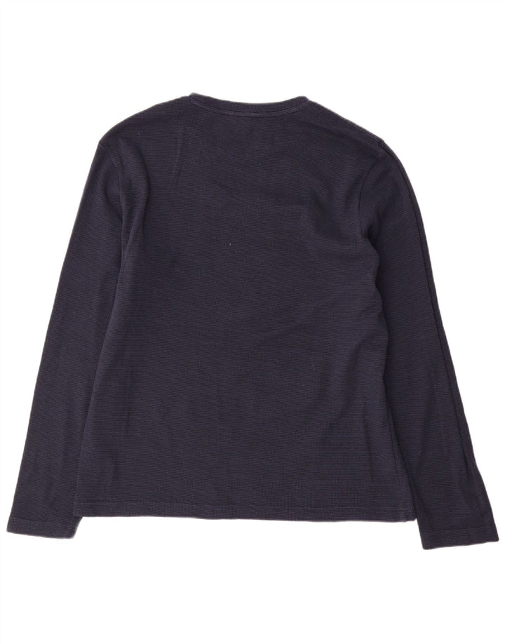 Guess Mens Graphic Top Long Sleeve Large Navy Blue Cotton