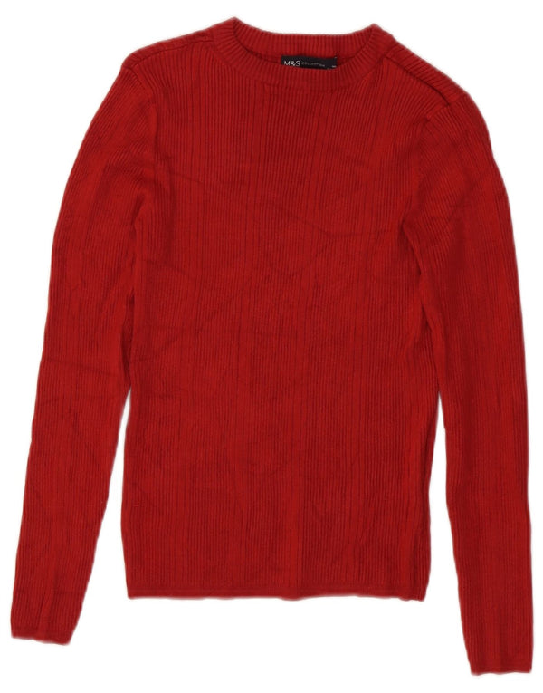 Maglione maglione con scollo a barca da donna Marks & Spencer UK 8 piccolo in viscosa bordeaux