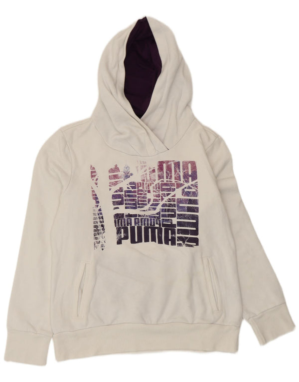 Puma Womens Graphic Hoodie Pullover UK 14 Große weiße Baumwolle