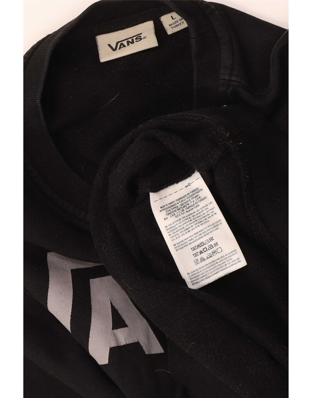 Vans Boys Graphic Sweatshirt Jumper 12-13 Years Large Black Cotton