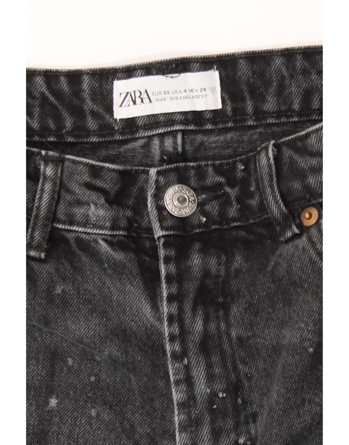 Zara Womens Distressed Denim Shorts EU 36 XS W26 Sort