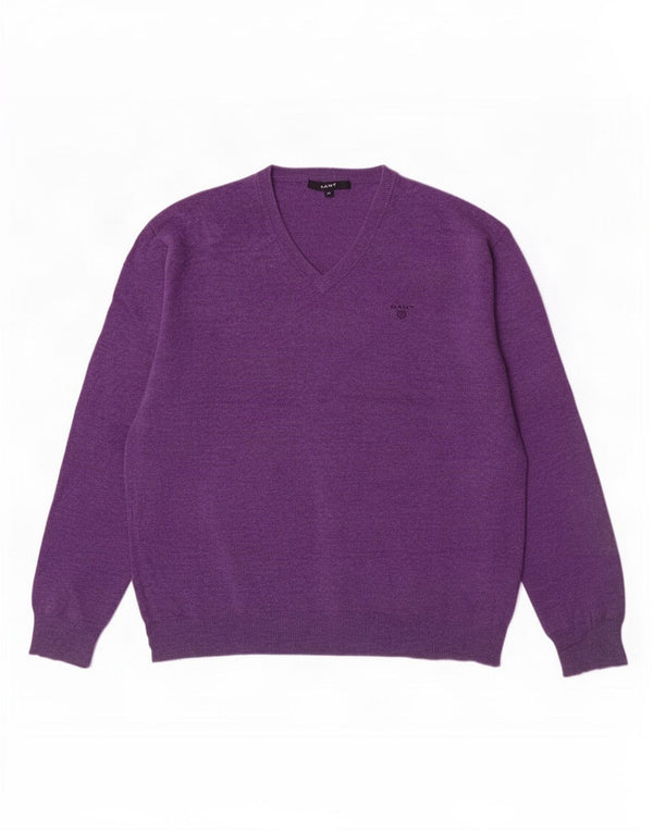 Gant Maglione da uomo con scollo a V XL Lana d'agnello viola