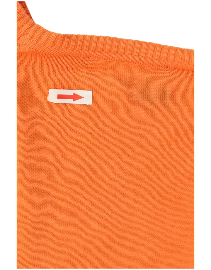 Zara Mens Boat Neck Jumper Sweater Large Orange Cotton