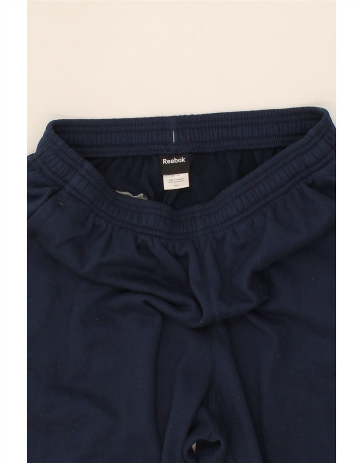 REEBOK Mens Tracksuit Trousers Small Navy Blue Colourblock Polyester Vintage Reebok and Second-Hand Reebok from Messina Hembry 