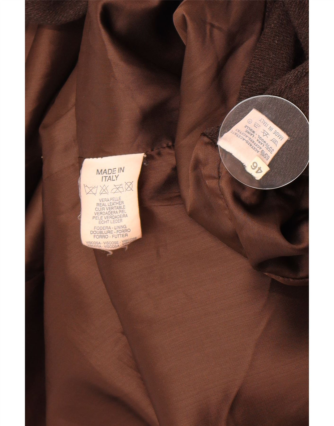 Palton din piele vintage pentru femei IT 46 din piele maro mare
