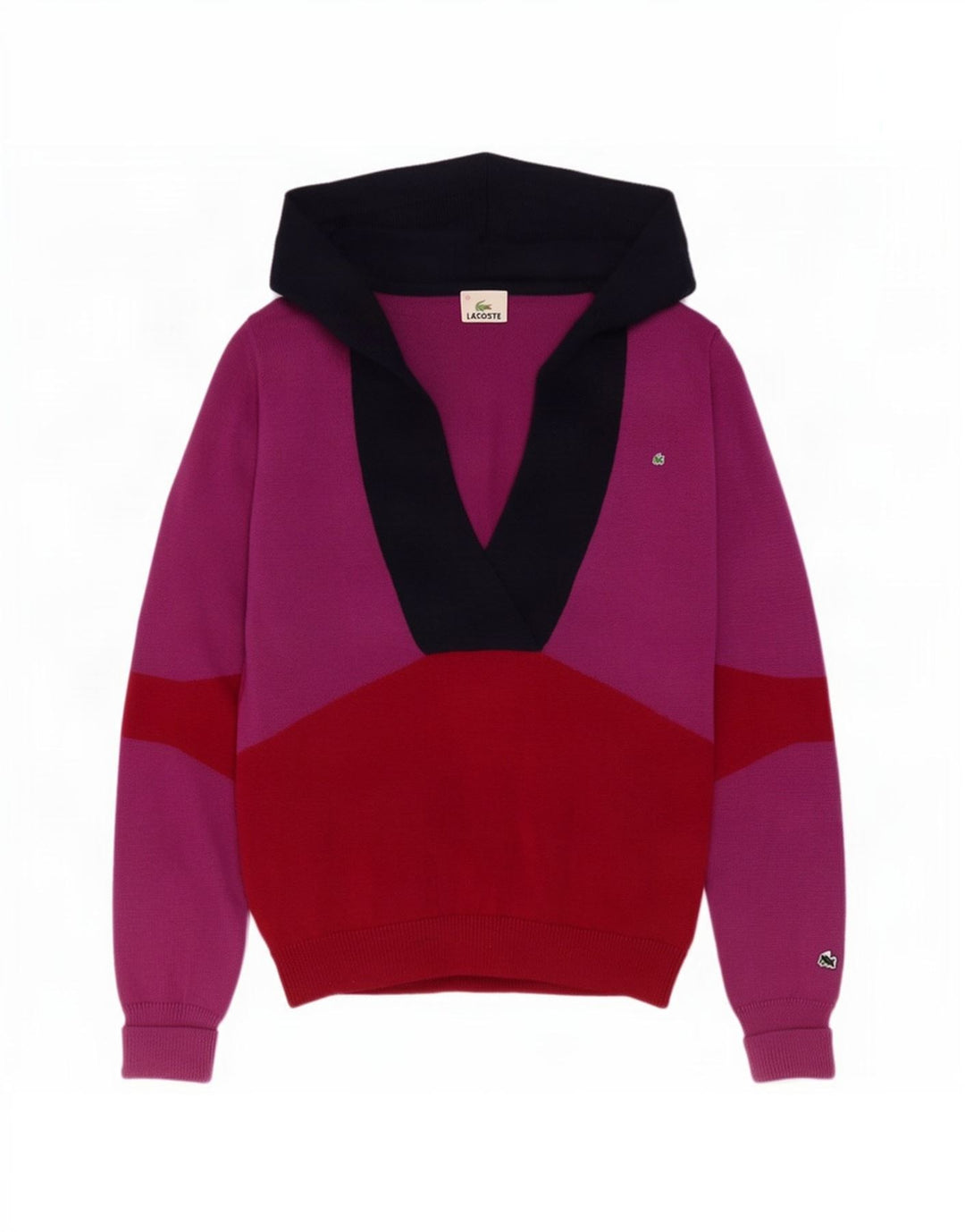 Pulover pentru femei Lacoste cu decolteu în V, mărime 40, mediu multicolor