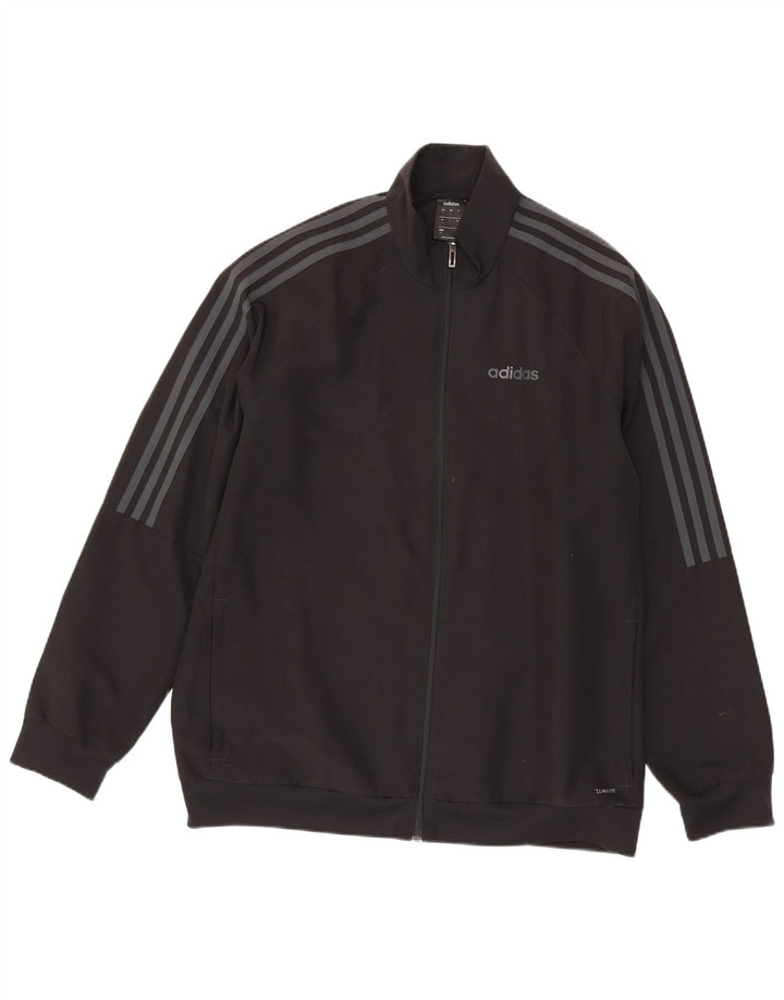 Adidas Mens Climalite Chándal Top Chaqueta Grande Negro Poliéster